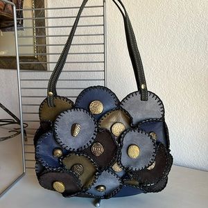 Firenze Bella leather suede embellished bag NEW